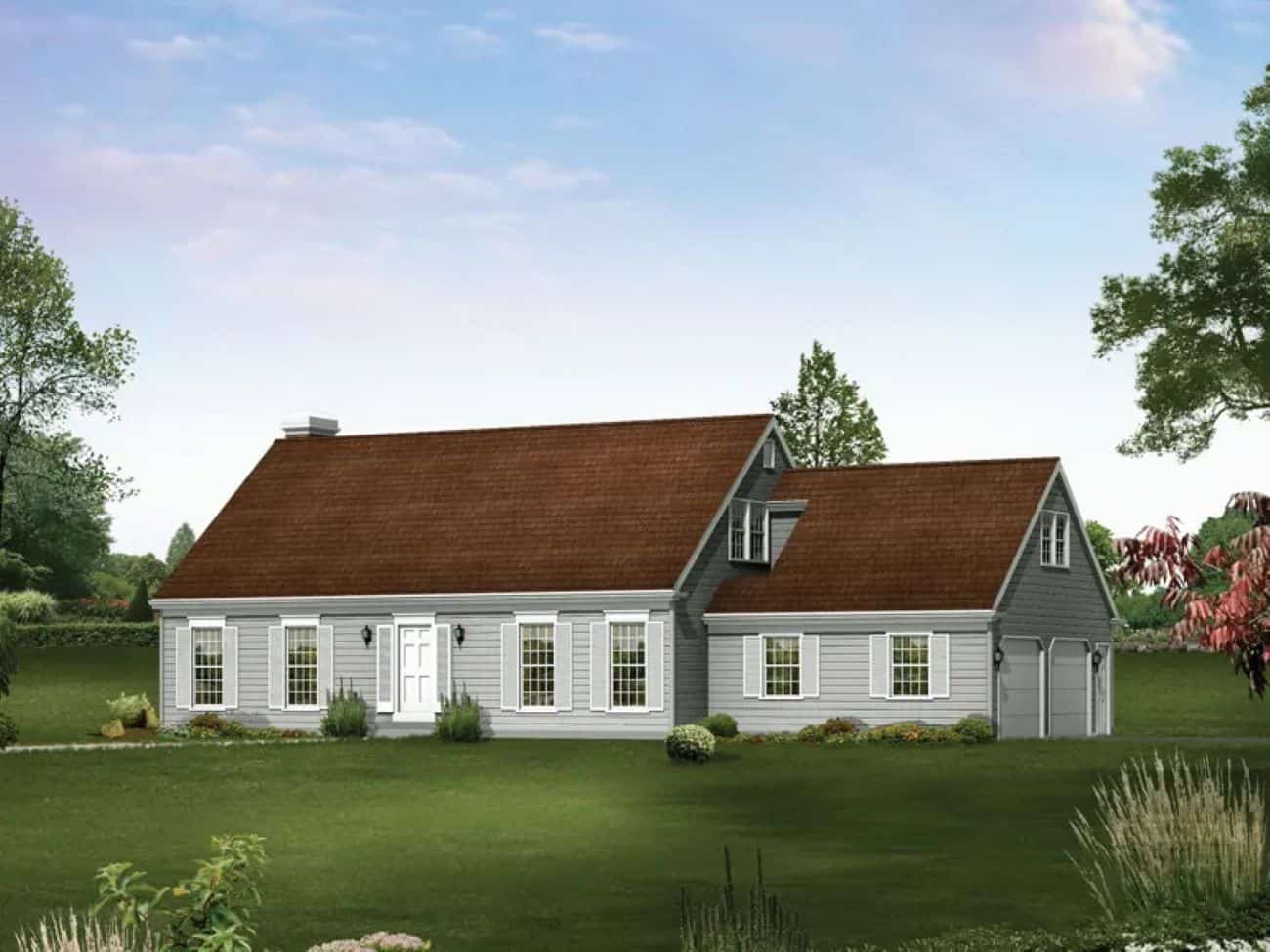 Front elevation of Colonial home (ThePlanCollection: House Plan #138-1466)