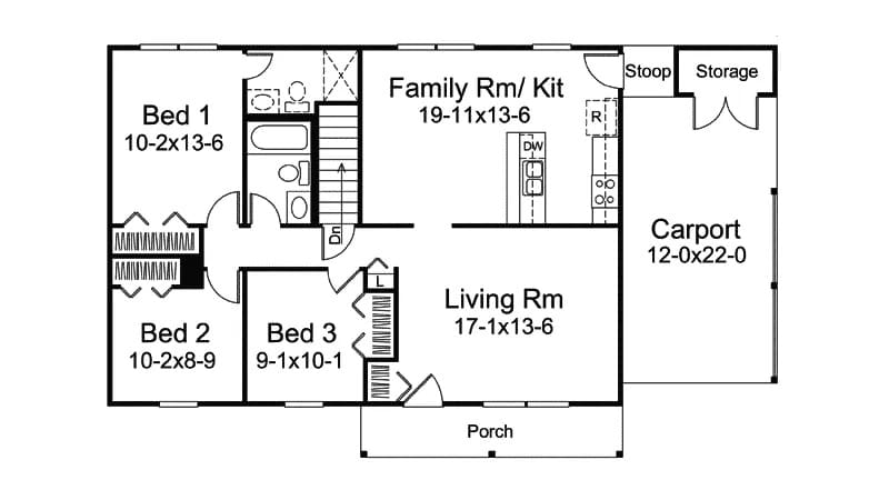Main Level of Modern Farmhouse Plan #138-1467