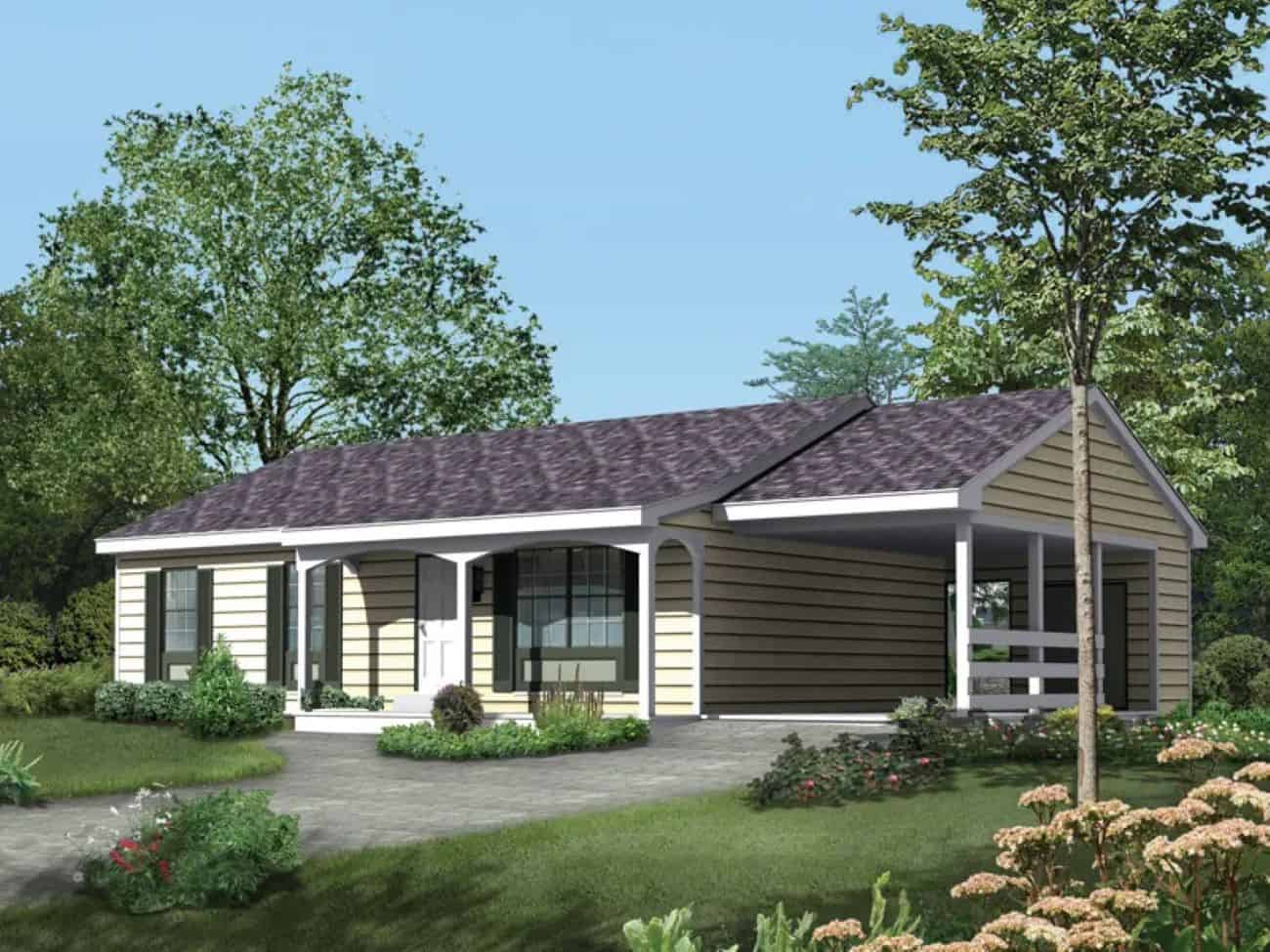 Front elevation of Modern Farmhouse home (ThePlanCollection: House Plan #138-1467)