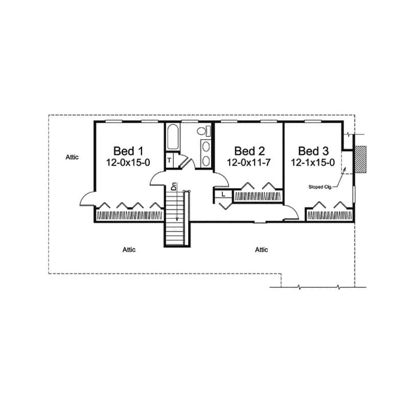 Upper Level of Rustic Plan #138-1471
