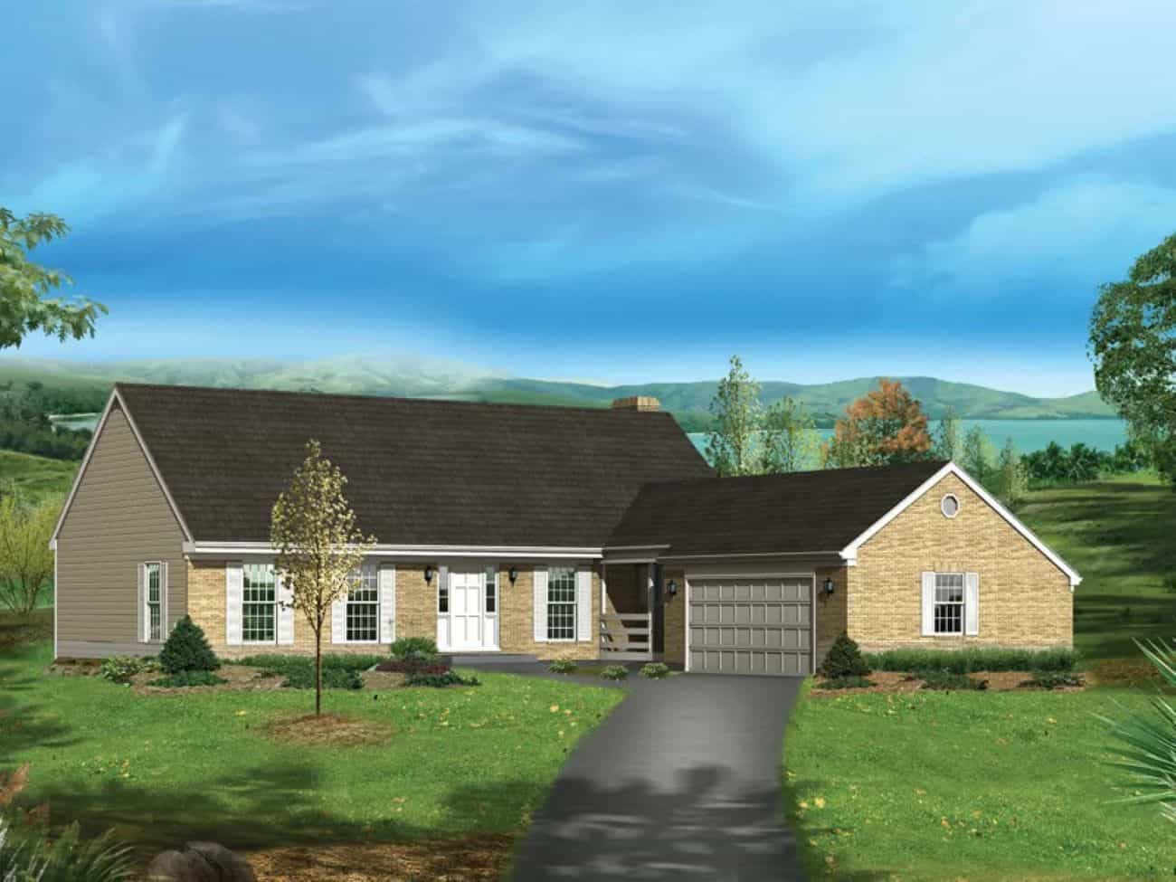 Front elevation of Rustic home (ThePlanCollection: House Plan #138-1471)
