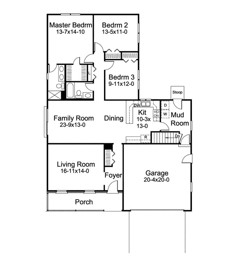 Main Level of Rustic Plan #138-1472
