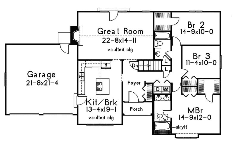 Main Level of Contemporary Plan #138-1473