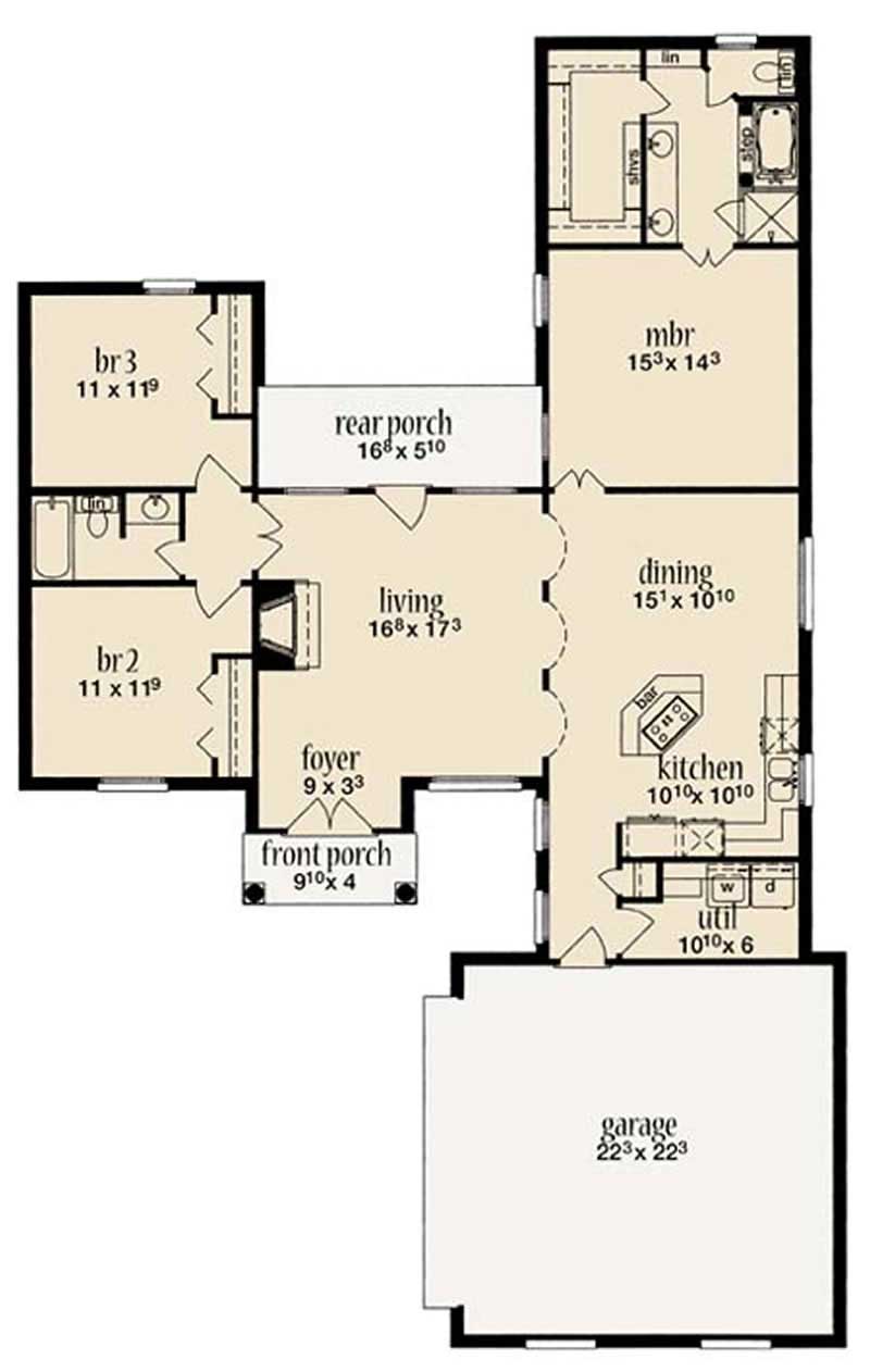 Floor Plan First Story of European Plan #139-1000