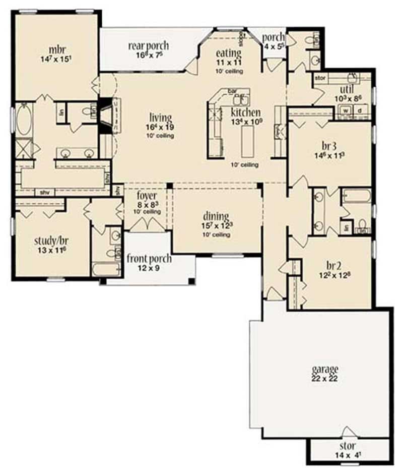 Floor Plan Basement of European Plan #139-1002
