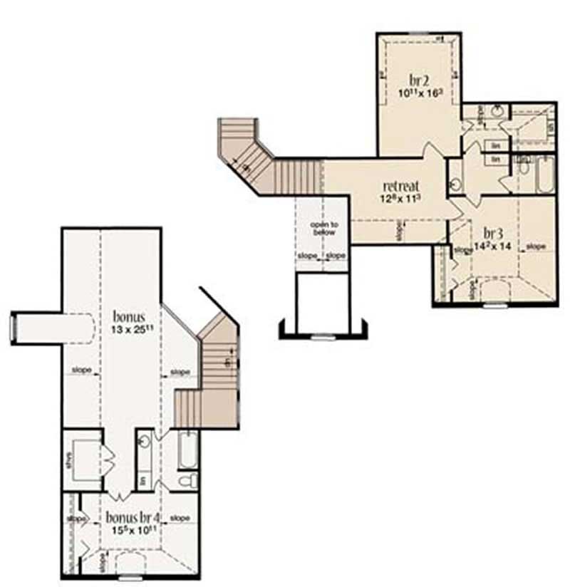Floor Plan Second Story of Cape Cod Plan #139-1003