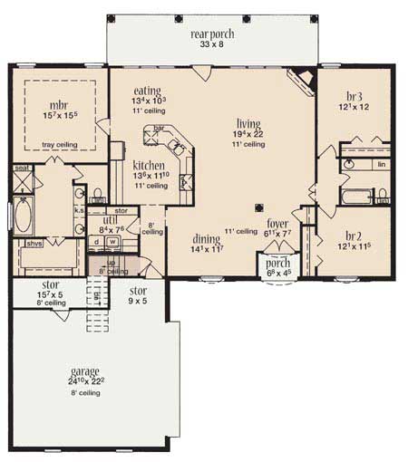 Floor Plan First Story of European Plan #139-1005