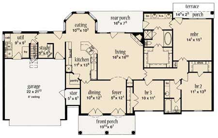 Floor Plan First Story of European Plan #139-1015
