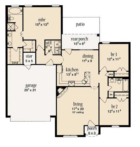 Floor Plan First Story of Small House Plans #139-1019
