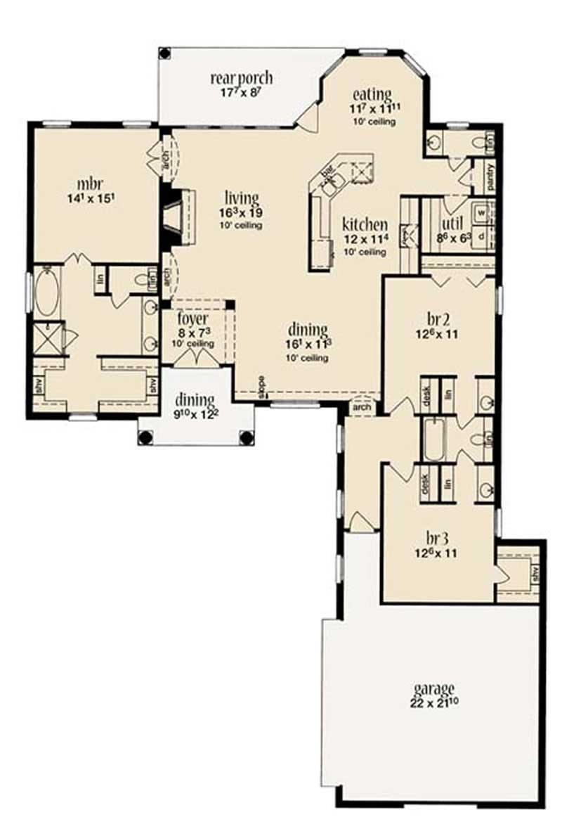 Floor Plan First Story of European Plan #139-1023