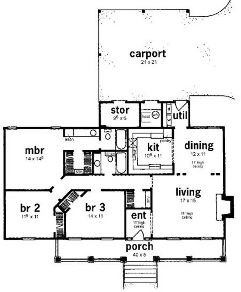 Floor Plan First Story of Farmhouse Plan #139-1026