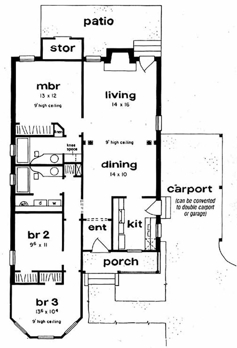 Floor Plan First Story of Ranch Plan #139-1030