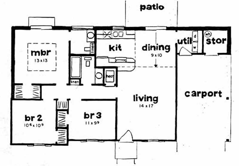 Floor Plan First Story of Small House Plans #139-1032