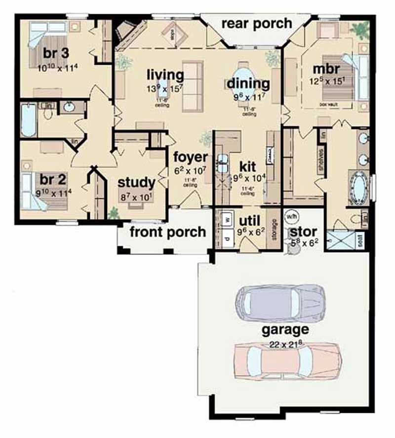 Floor Plan First Story of European Plan #139-1034