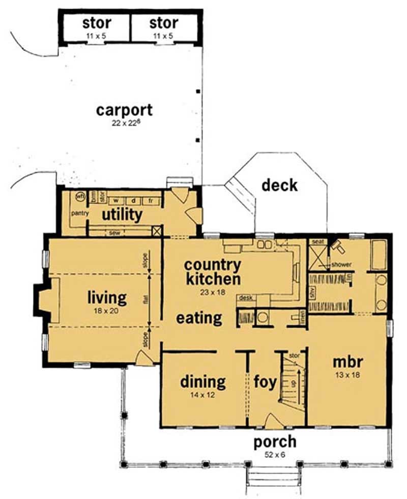 Floor Plan First Story of Country Plan #139-1039