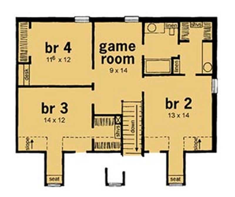 Floor Plan Second Story of Country Plan #139-1039