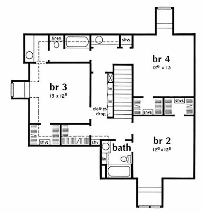 Floor Plan Second Story of Country Plan #139-1041