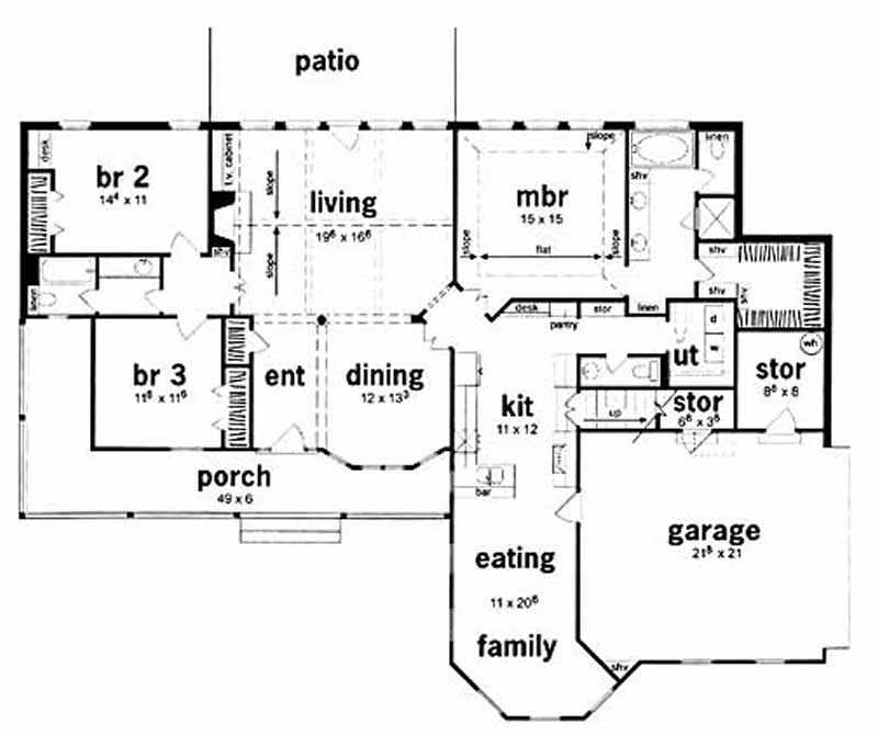 Floor Plan First Story of Country Plan #139-1056