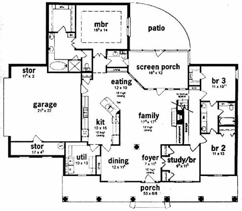 Floor Plan First Story of Colonial Plan #139-1058
