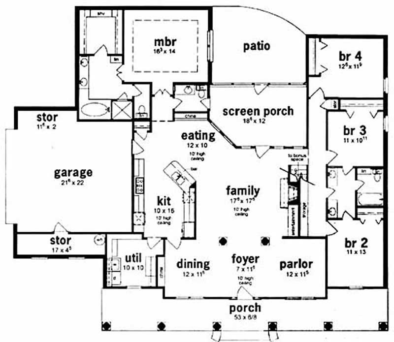 Floor Plan First Story of Colonial Plan #139-1060
