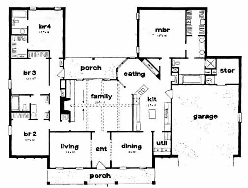 Floor Plan First Story of Ranch Plan #139-1062