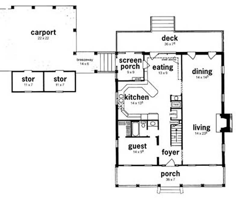 Floor Plan First Story of Country Plan #139-1063