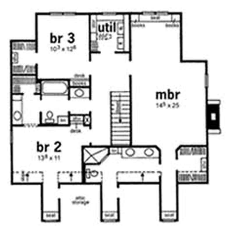 Floor Plan Second Story of Country Plan #139-1063