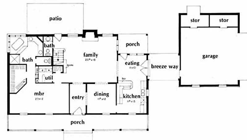 Floor Plan First Story of Country Plan #139-1065
