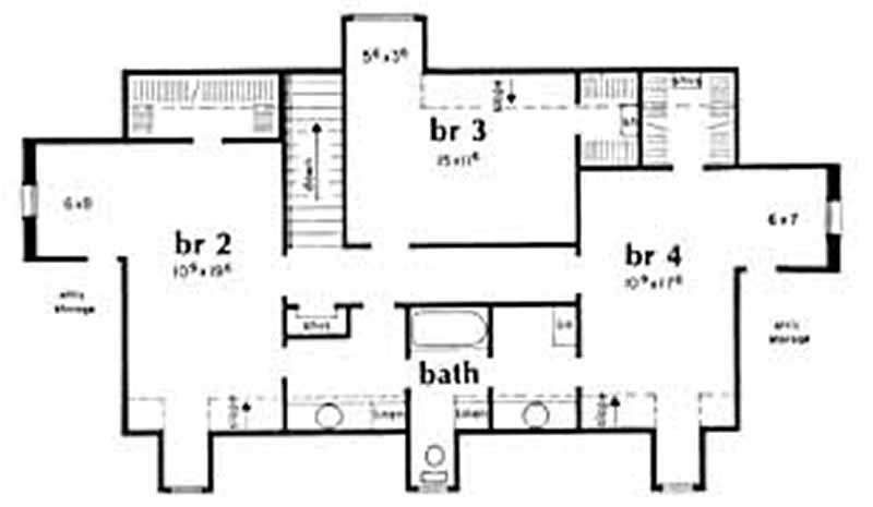 Floor Plan Second Story of Country Plan #139-1065