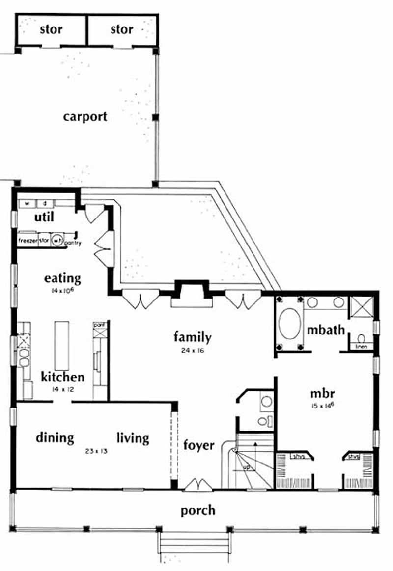 Floor Plan First Story of Country Plan #139-1066