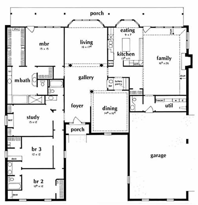 Floor Plan First Story of Ranch Plan #139-1069