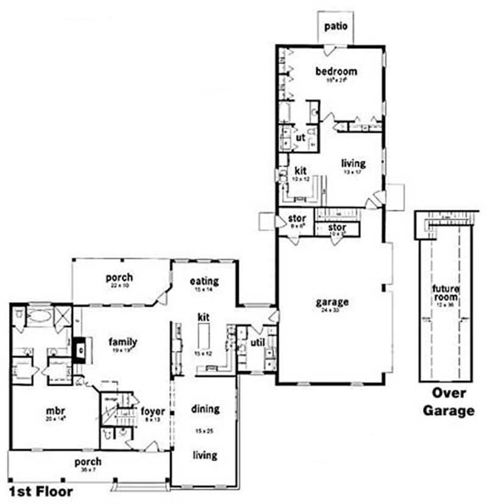 Floor Plan First Story of Country Plan #139-1070