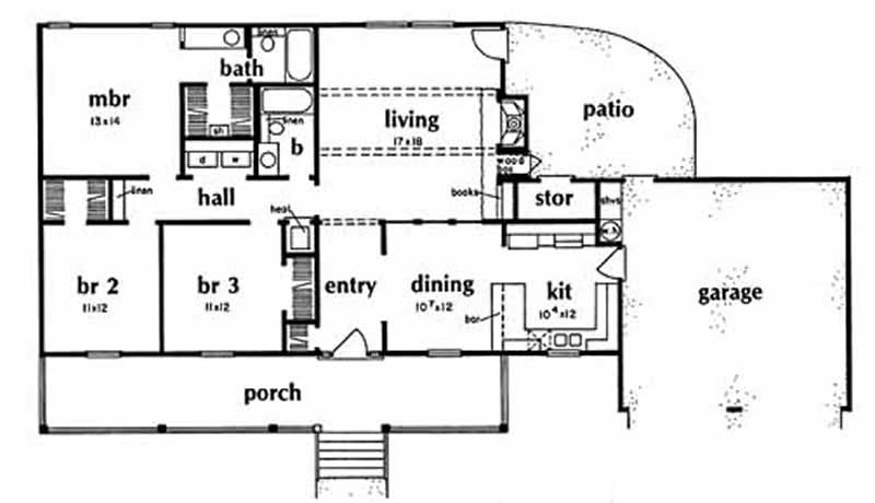 Floor Plan First Story of Country Plan #139-1071