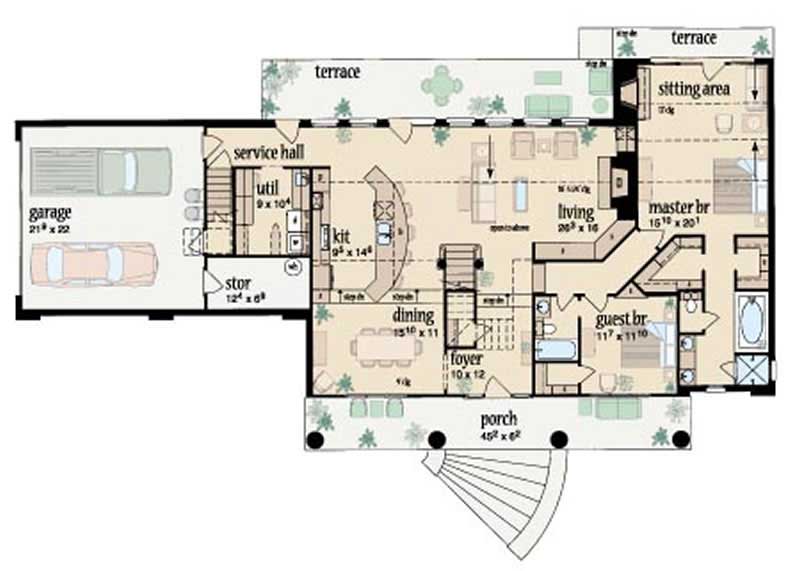 Floor Plan First Story of Colonial Plan #139-1073