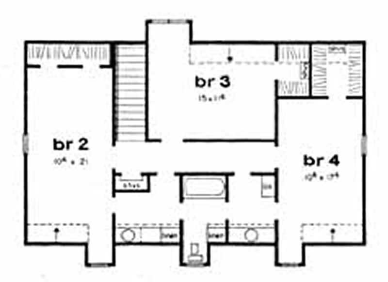 Floor Plan Second Story of Country Plan #139-1076