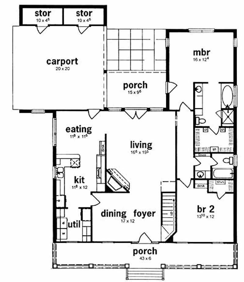 Floor Plan First Story of Country Plan #139-1077