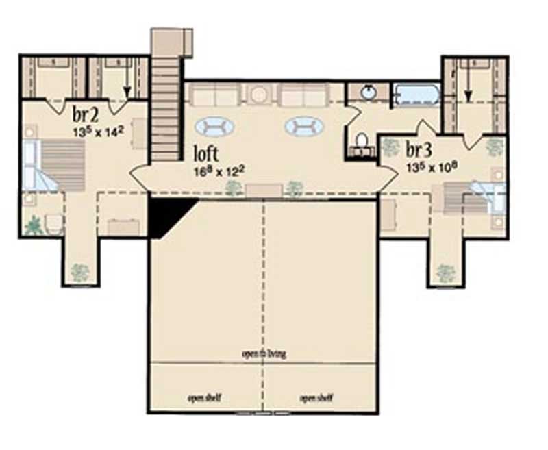 Floor Plan Second Story of Colonial Plan #139-1079