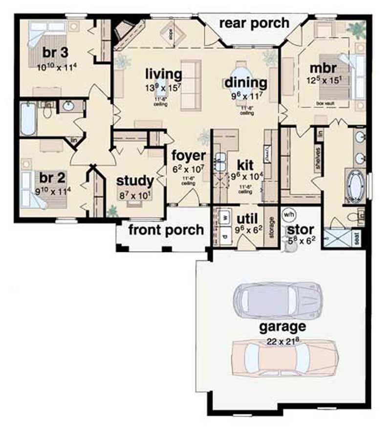 Floor Plan First Story of European Plan #139-1083