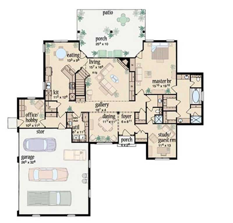 Floor Plan First Story of European Plan #139-1084
