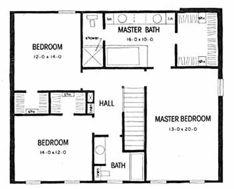 Floor Plan Second Story of Country Plan #139-1085