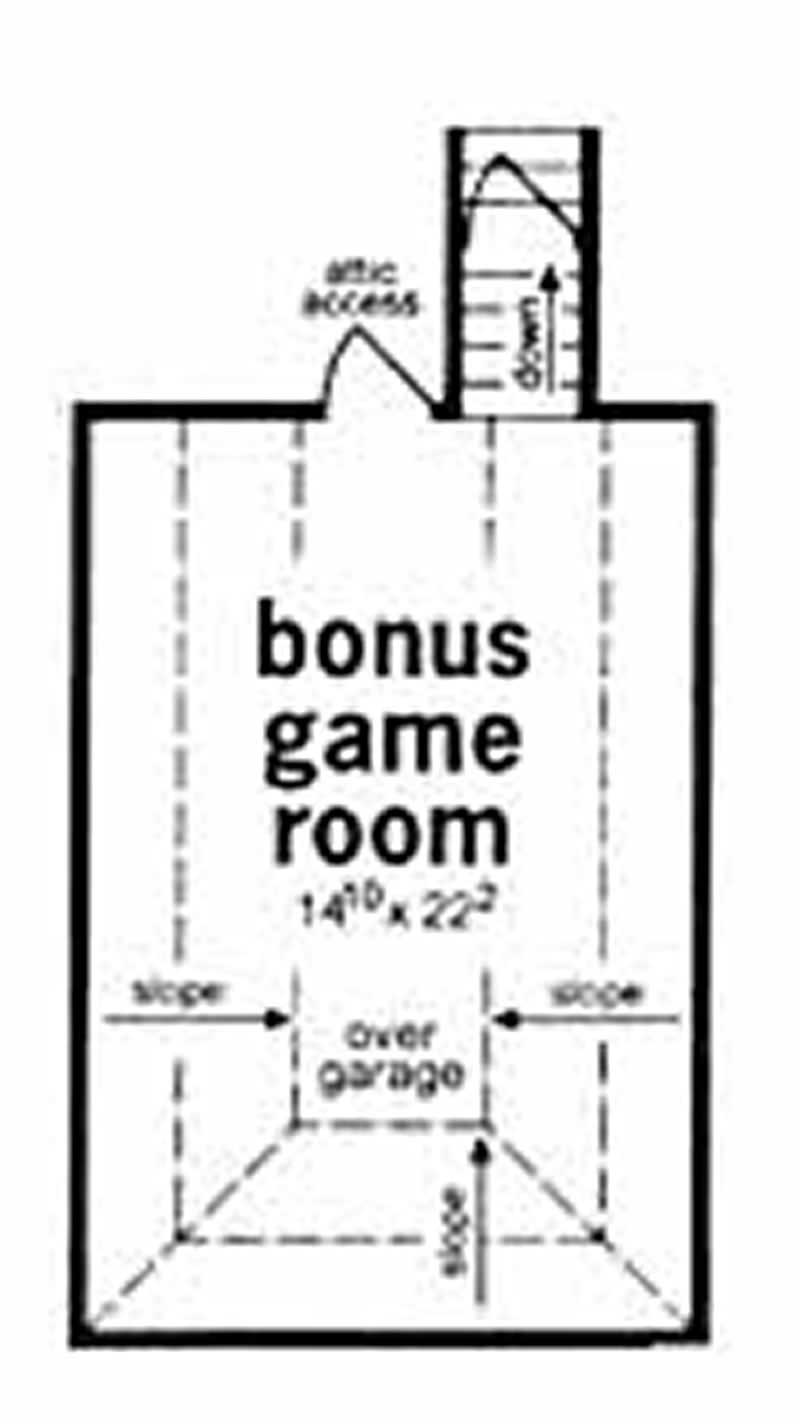 Floor Plan Bonus Room of European Plan #139-1088