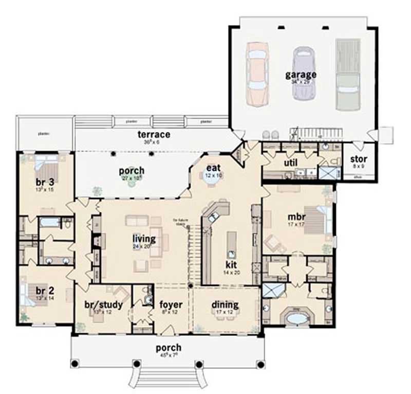 Floor Plan First Story of European Plan #139-1096