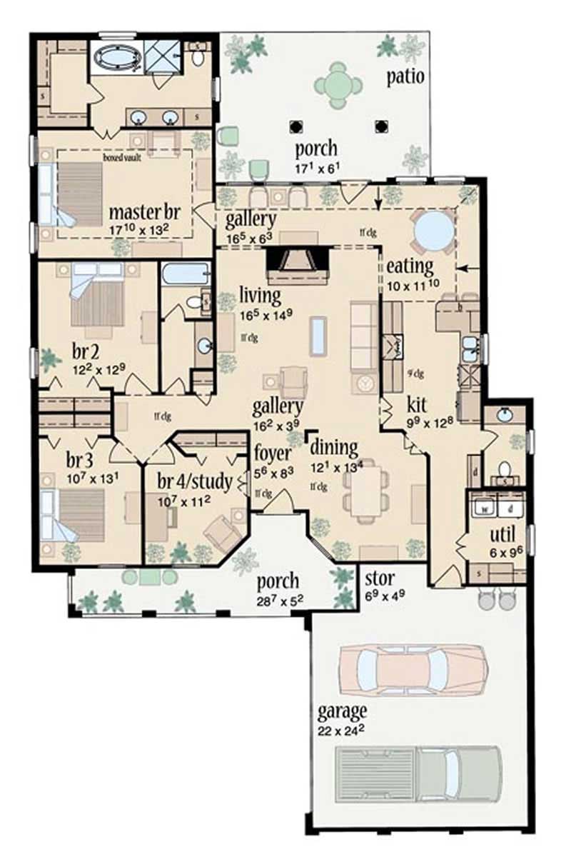 Floor Plan First Story of Contemporary Plan #139-1097