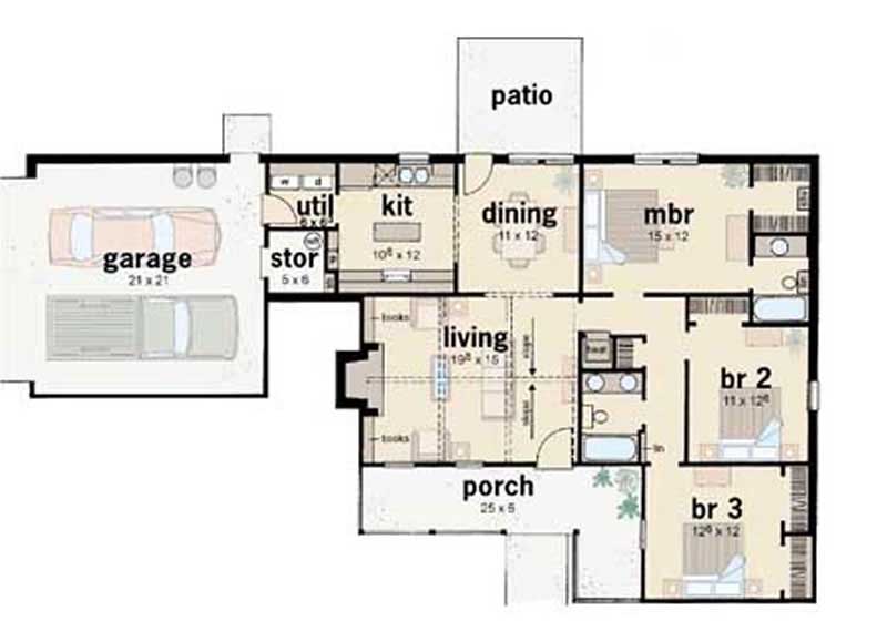 Floor Plan First Story of Country Plan #139-1098