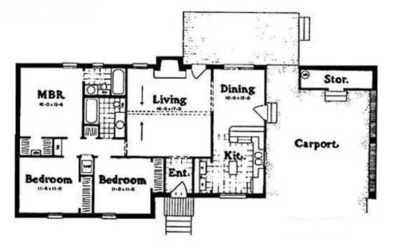 Floor Plan First Story of Ranch Plan #139-1100