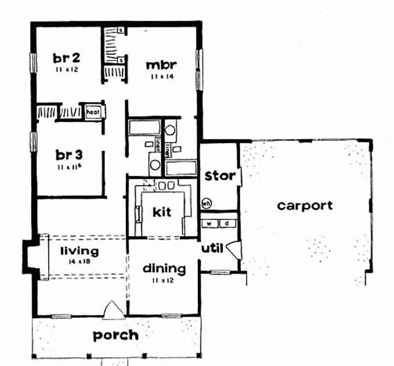 Floor Plan First Story of Ranch Plan #139-1102