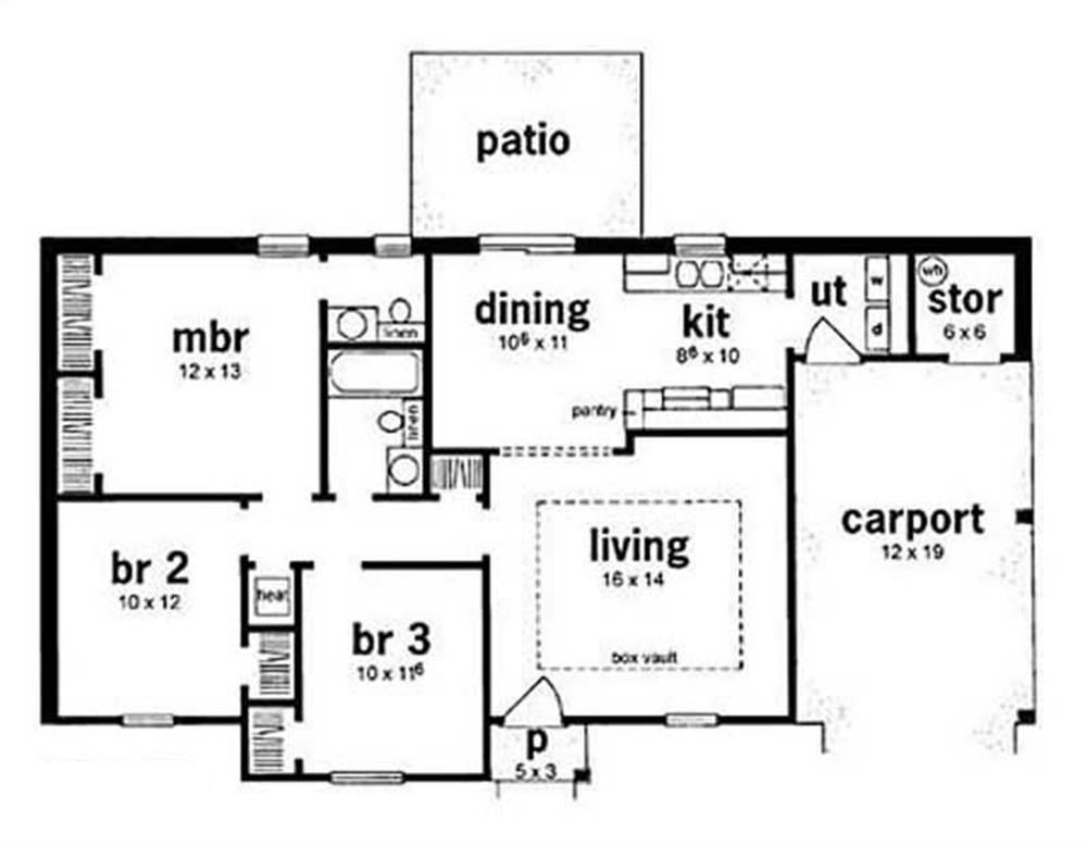 Floor Plan First Story of Small House Plans #139-1104