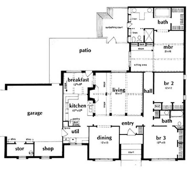 Floor Plan First Story of Ranch Plan #139-1106