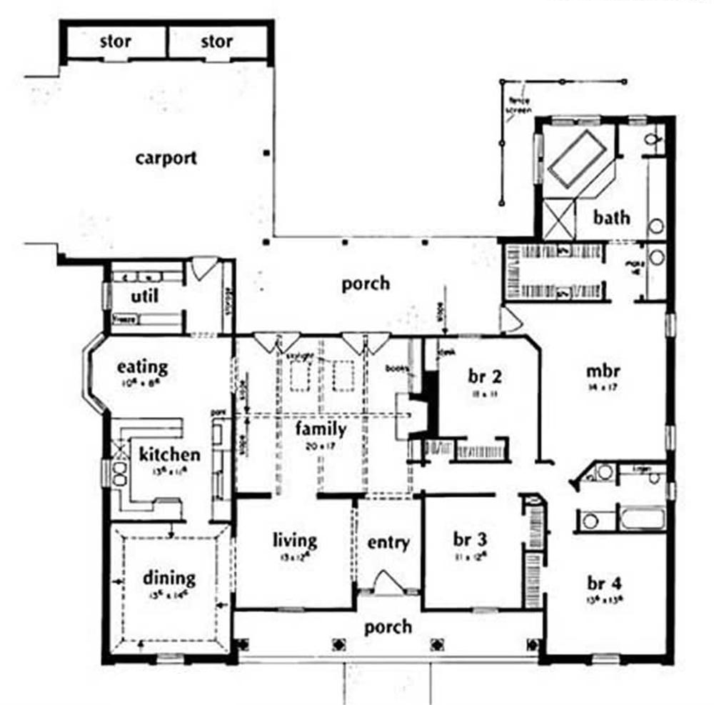 Floor Plan First Story of Colonial Plan #139-1108