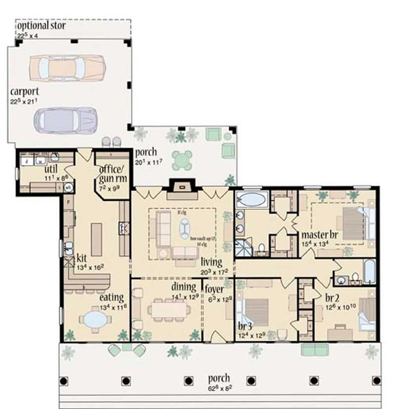 Floor Plan First Story of Colonial Plan #139-1109